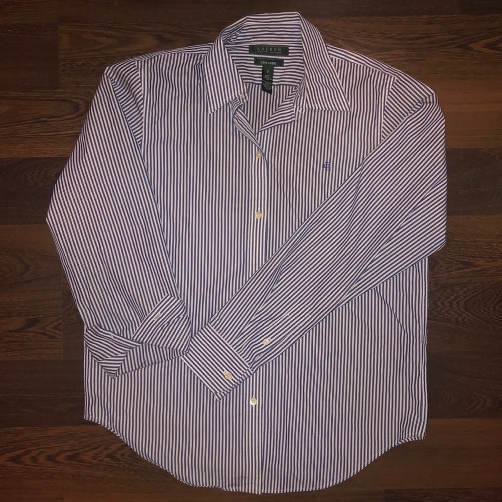 Lauren Ralph Lauren Blue and White Stripped Shirt